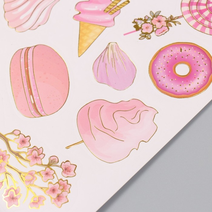 Фотоальбом 25 листов (наклейки+кольца)  Фотоальбом 25 листов (наклейки+кольца) "Сладости. Нежность" тиснение золото 19х27х3 см