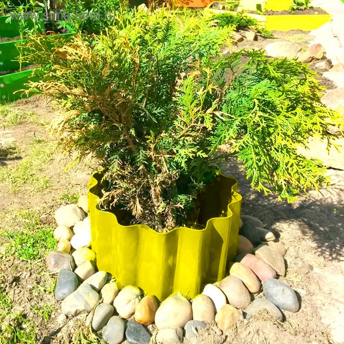 Ограждение для клумбы, 110 × 24 см, жёлтое, «Волна», Greengo Ограждение для клумбы, 110 × 24 см, жёлтое, «Волна», Greengo