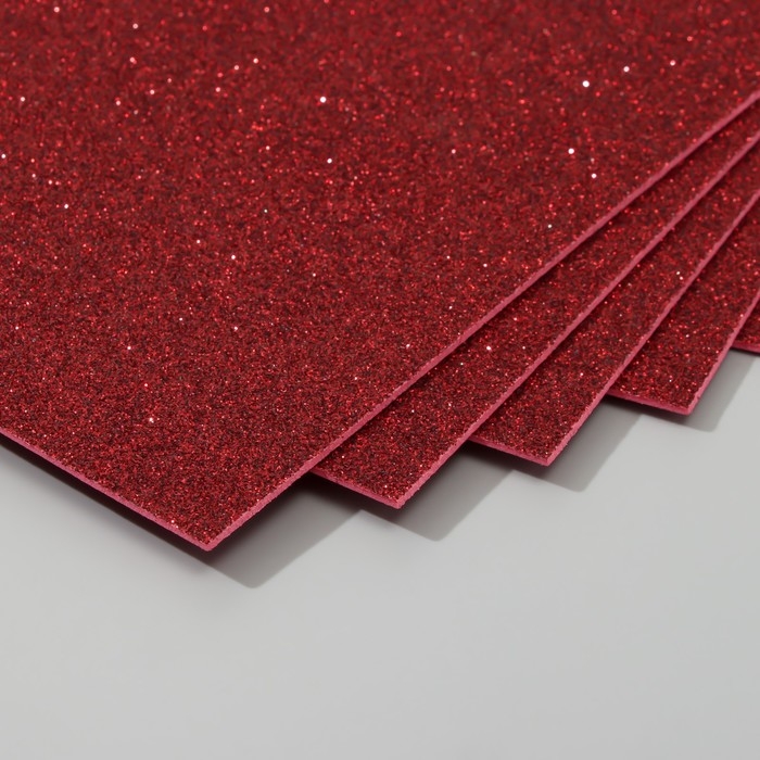 Набор глиттерного фоамирана (5 листов) 2 мм, 20х30 см, темно-красный Набор глиттерного фоамирана (5 листов) 2 мм, 20х30 см, темно-красный