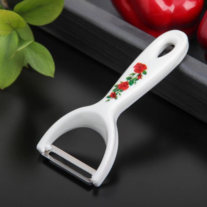 Овощечистка Доляна «Розы», 13 см, цвет белый Овощечистка Доляна «Розы», 13 см, цвет белый