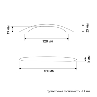 Ручка-скоба CAPPIO RSC014, м/о 128 мм, цвет хром