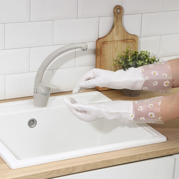 Перчатки хозяйственные Raccoon с манжетой и подкладом, ПВХ, 110 гр, размер L, 40 см, цвет белый Перчатки хозяйственные Raccoon с манжетой и подкладом, ПВХ, 110 гр, размер L, 40 см, цвет белый