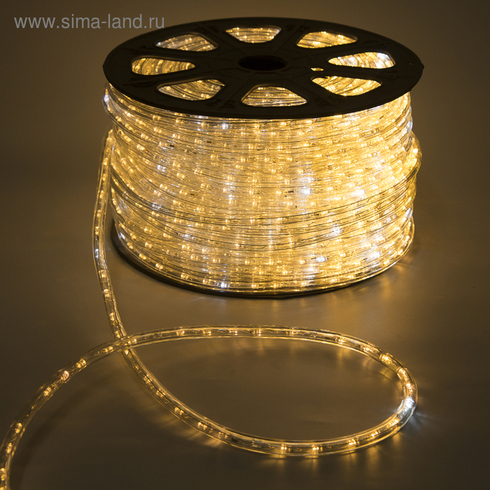 Световой шнур Luazon Lighting 13 мм, IP65, 100 м, 36 LED/м, 220 В, 2W, мерцание, свечение тёплое белое Световой шнур Luazon Lighting 13 мм, IP65, 100 м, 36 LED/м, 220 В, 2W, мерцание, свечение тёплое белое