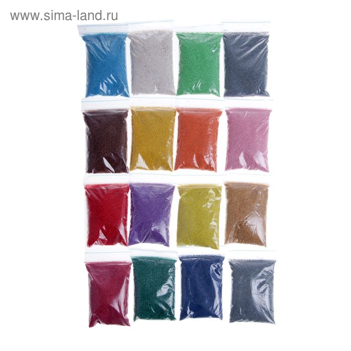 Набор цветного песка в ведёрке Набор цветного песка в ведёрке "Смешарики", 16 цветов по 80 г