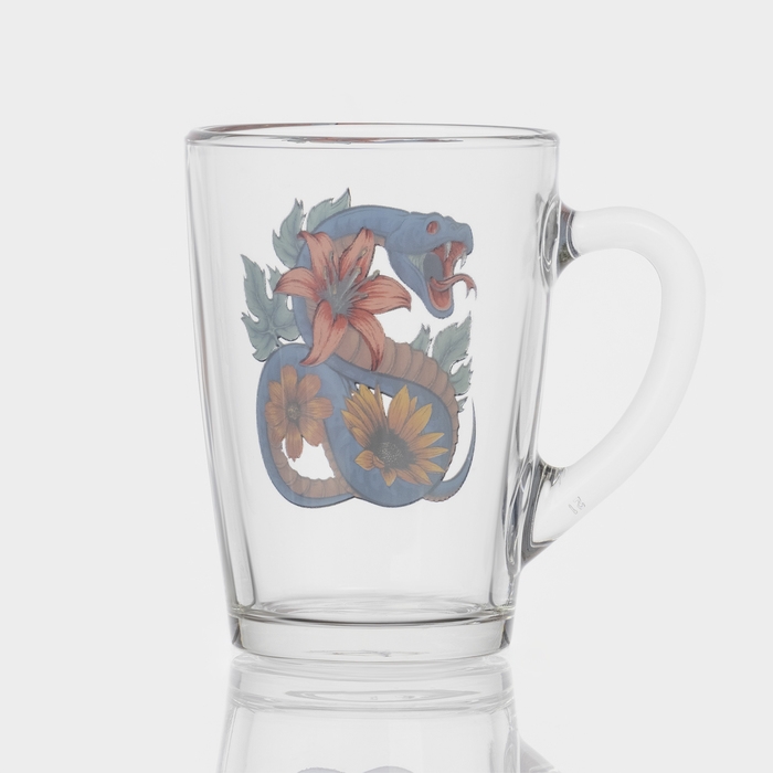 Кружка стеклянная кофейная «Цветы и змеи», 300 мл, МИКС