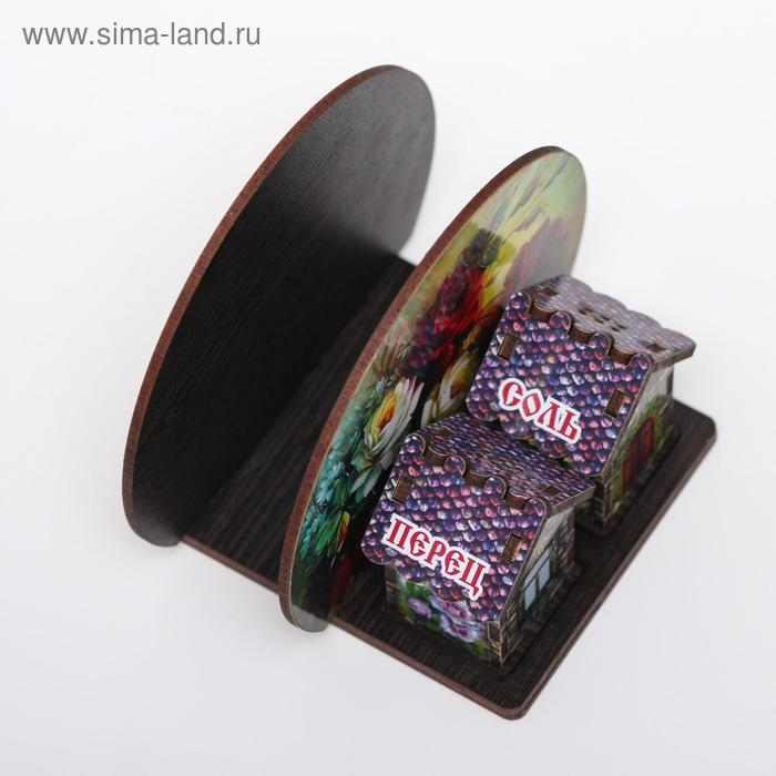 Набор для специй с салфетницей Набор для специй с салфетницей "Красные и белые розы", 13х10х10 см