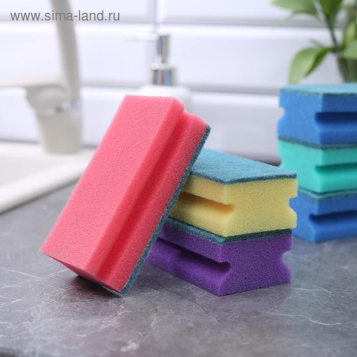 Губка для мытья посуды Доляна «Генеральная уборка», 12×6×4 см, 6 шт Губка для мытья посуды Доляна «Генеральная уборка», 12×6×4 см, 6 шт