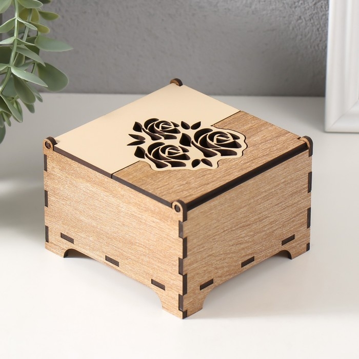 Шкатулка комбинированная  Шкатулка комбинированная "Розы" 10,5х10х7 см