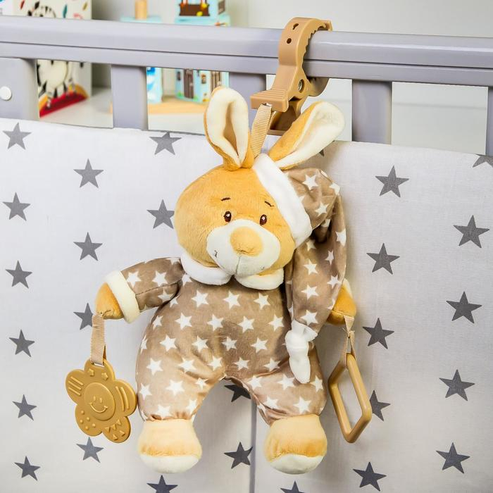 Подвеска мягкая «Зайка в пижаме», с прорезывателем, на кроватку, коляску, Крошка Я Подвеска мягкая «Зайка в пижаме», с прорезывателем, на кроватку, коляску, Крошка Я