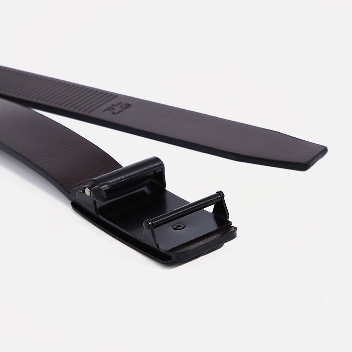 Ремень мужской, ширина 3,5 см, затяжка, пряжка тёмный металл, цвет чёрный Ремень мужской, ширина 3,5 см, затяжка, пряжка тёмный металл, цвет чёрный