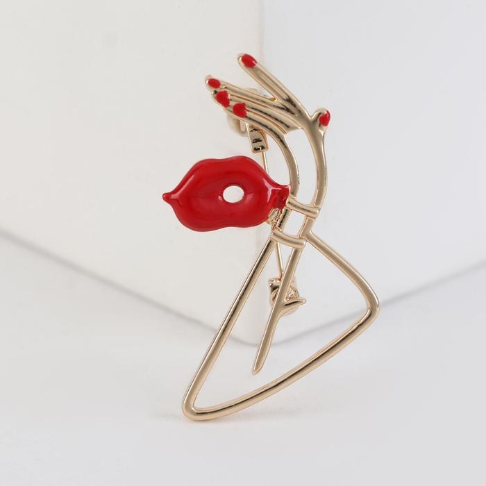 Брошь «Силуэт», цвет красный в золоте Брошь «Силуэт», цвет красный в золоте
