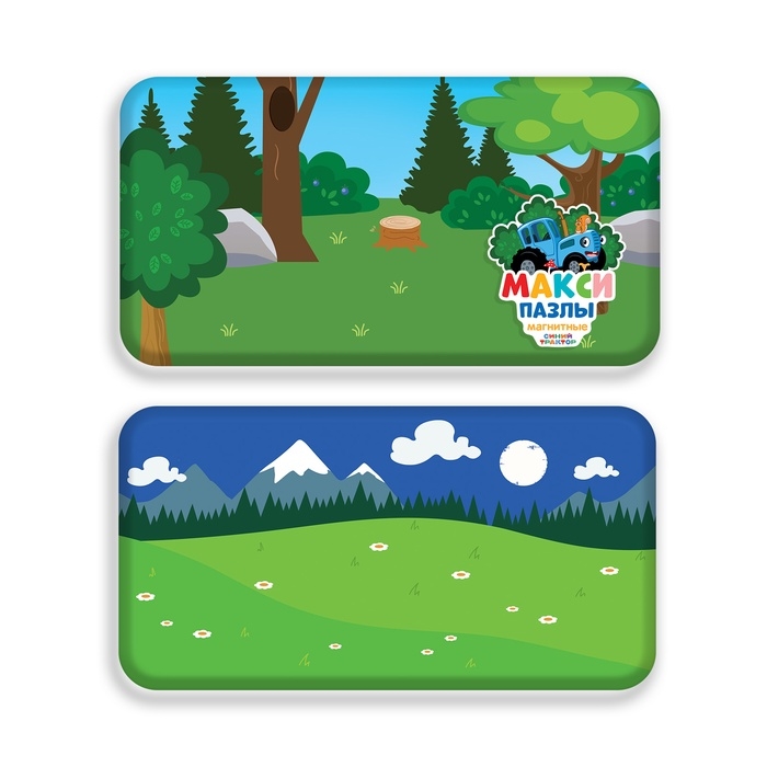 Магнитные макси-пазлы «Синий трактор в лесу», в металлической коробке Магнитные макси-пазлы «Синий трактор в лесу», в металлической коробке