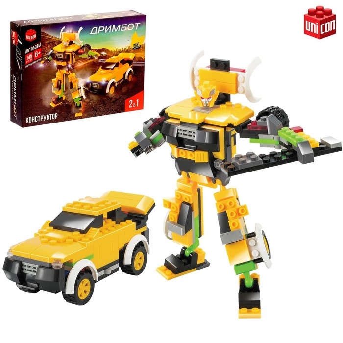 Конструктор-трансформер «Джип», 145 деталей, цвет жёлтый Конструктор-трансформер «Джип», 145 деталей, цвет жёлтый