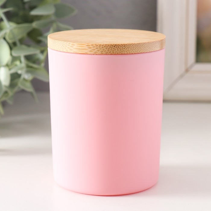 Банка для свечей стекло с крышкой Банка для свечей стекло с крышкой "Розовая матовая" 220 мл 7х7х8,4 см