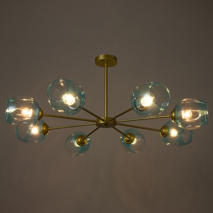 Люстра Люстра "Мурано" 8хЕ27 60Вт золото голубой 90х90х35см BayerLux