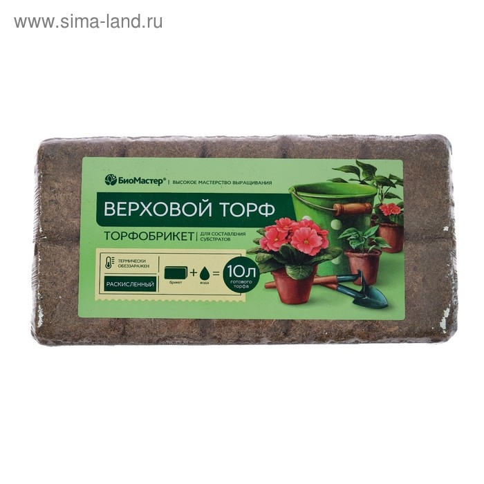 Торфобрикет Верховой торф раскисленный, 10 л.  Торфобрикет Верховой торф раскисленный, 10 л. "БиоМастер"