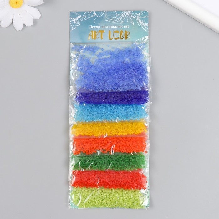 Бисер круглый 12/0  Бисер круглый 12/0 "Разноцветный" матовый 8 цветов х 10 гр 20х8 см