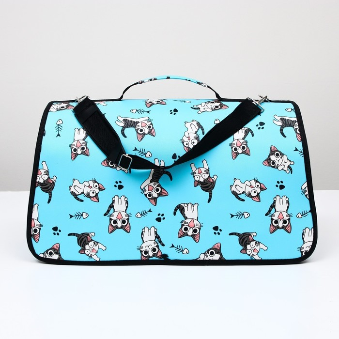 Сумка - переноска для животных  Сумка - переноска для животных "Играющие котики", голубая, размер L, 53 х 21 х 29 см