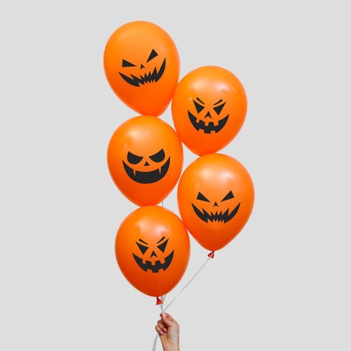 Воздушный шар латексный 12 Воздушный шар латексный 12" «Страшные тыквы», 5 шт., МИКС