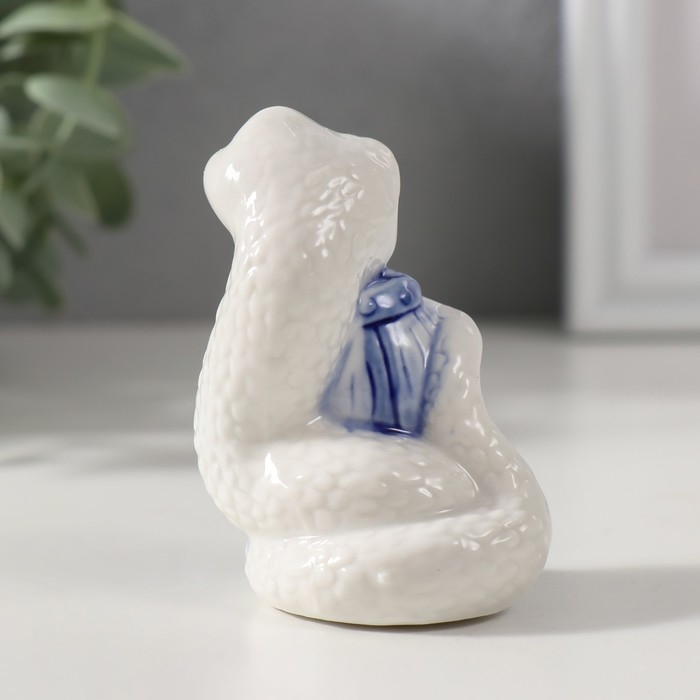 Сувенир керамика Сувенир керамика "Змейка с сокровищами" бело-синяя набор 3 шт 4,5х4,8х7 см