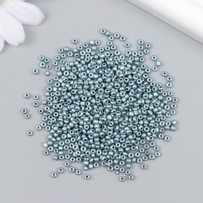 Бисер стекло 12/0  Бисер стекло 12/0 "Серо-бирюзовый" металлик 450 гр