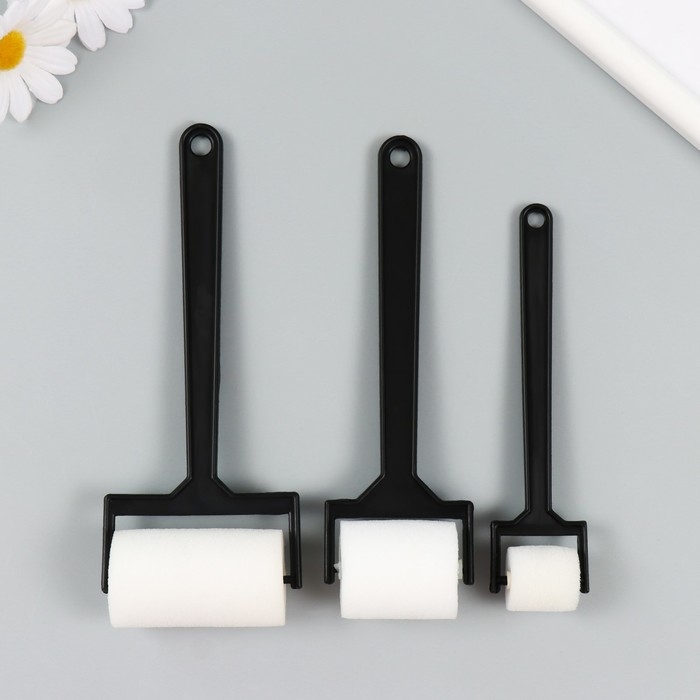 Ролики для творчества набор 3 шт пластик, паралон 15х2,5 см, 17,5х4 см, 18х6 см Ролики для творчества набор 3 шт пластик, паралон 15х2,5 см, 17,5х4 см, 18х6 см