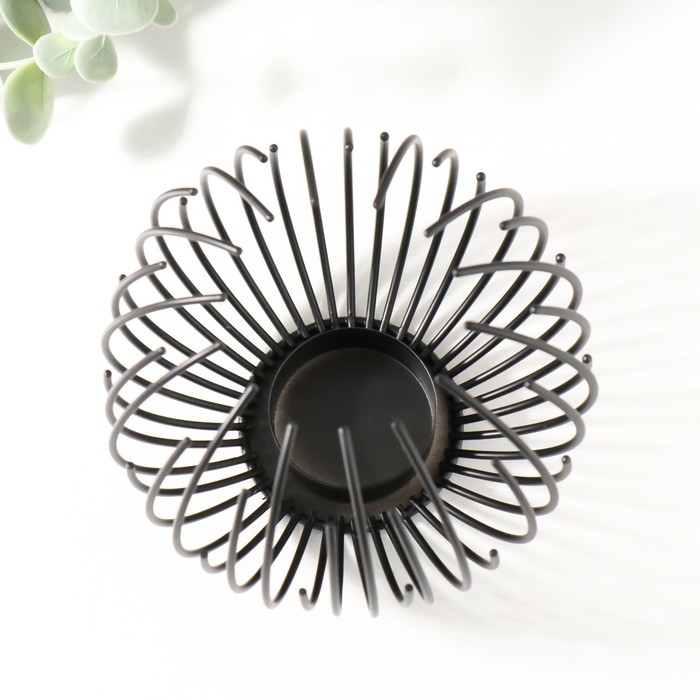 Подсвечник на1 свечу металл d=5 см Подсвечник на1 свечу металл d=5 см "Шар из прутьев" чёрный 11,5х11,5х9,5 см