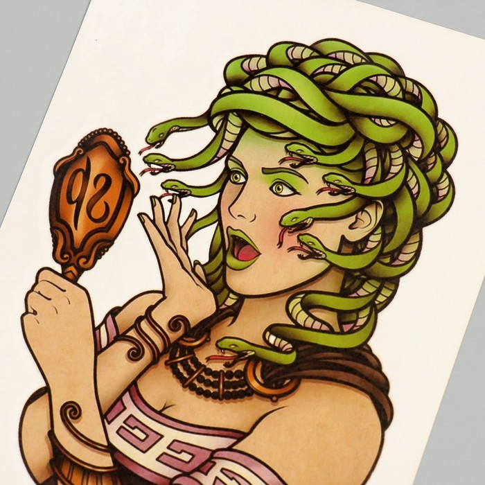 Татуировка на тело цветная Татуировка на тело цветная "Медуза Горгона" 26,1х14,6 см