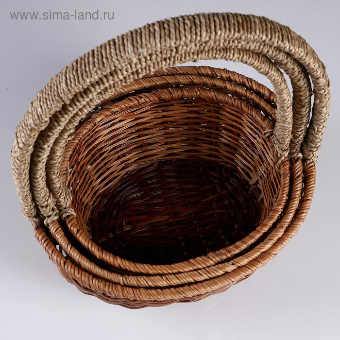 Набор корзин, 3 шт, 34&times;27&times;13/39, 30&times;24&times;11/34, 27&times;21&times;10/29 см, лоза, кукуруза