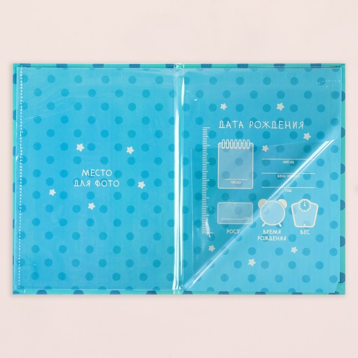 Папка под свидетельство о рождении  Папка под свидетельство о рождении "Мишка" синий фон, А5