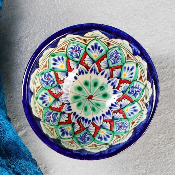 Пиала чайная Риштанская керамика  Пиала чайная Риштанская керамика "Узоры" большая, 11 см, микс