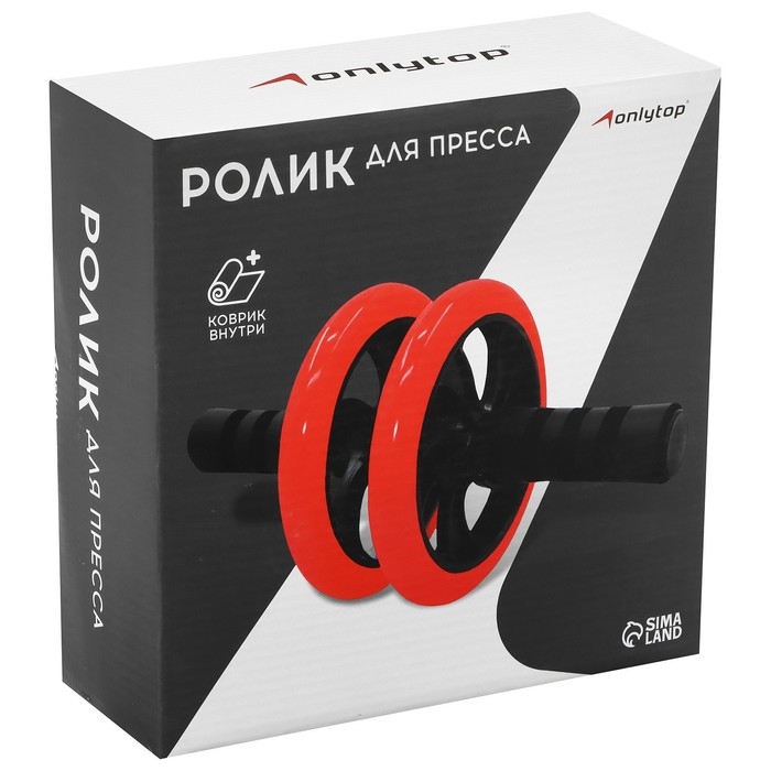 Ролик для пресса ONLYTOP, 2 колеса, с ковриком Ролик для пресса ONLYTOP, 2 колеса, с ковриком