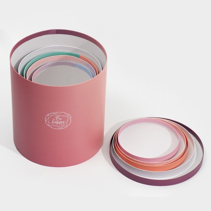 Набор круглых коробок 5 в 1, упаковка подарочная, «Пантон 08», 23 х 23 х 25 ‒ 15 х 15 х 15 см