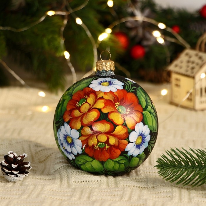 Набор из 4-х ёлочных шаров 100 мм «Неповторимый букет» Набор из 4-х ёлочных шаров 100 мм «Неповторимый букет»