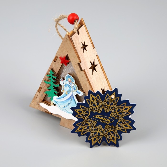 Ёлочная игрушка «Ёлочка со Снегурочкой», от батареек, свечение тёплое белое Ёлочная игрушка «Ёлочка со Снегурочкой», от батареек, свечение тёплое белое