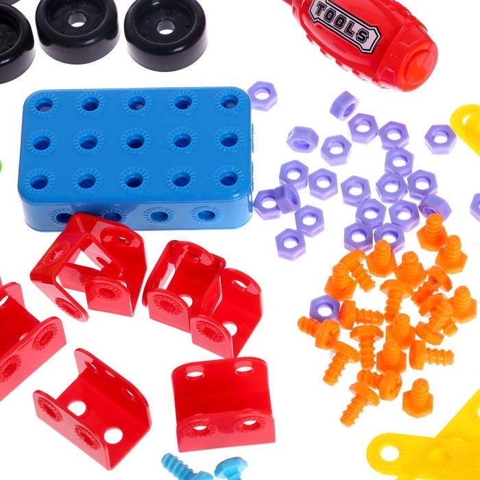 Конструктор в чемодане «Объёмная мозаика», с электрическим шуруповертом, 54 модели, 292 детали Конструктор в чемодане «Объёмная мозаика», с электрическим шуруповертом, 54 модели, 292 детали