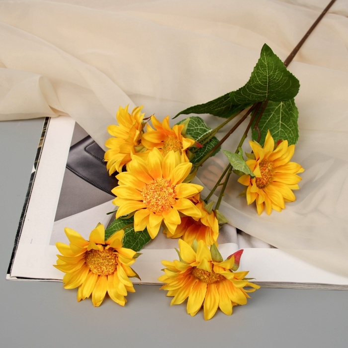 Цветы искусственные Цветы искусственные "Подсолнечник однолетний" 67х8 см, жёлтый