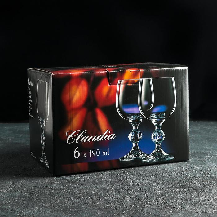Набор бокалов для вина Bohemia Crystal «Клаудия», 190 мл, 6 шт Набор бокалов для вина Bohemia Crystal «Клаудия», 190 мл, 6 шт