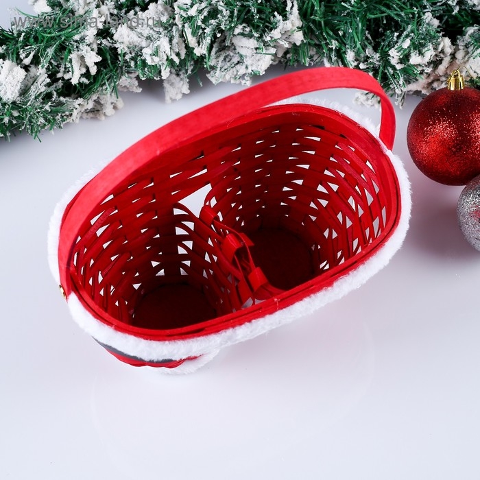 Корзина «Новогодние штаны», красные, 23×12×13/23 см, шпон Корзина «Новогодние штаны», красные, 23×12×13/23 см, шпон