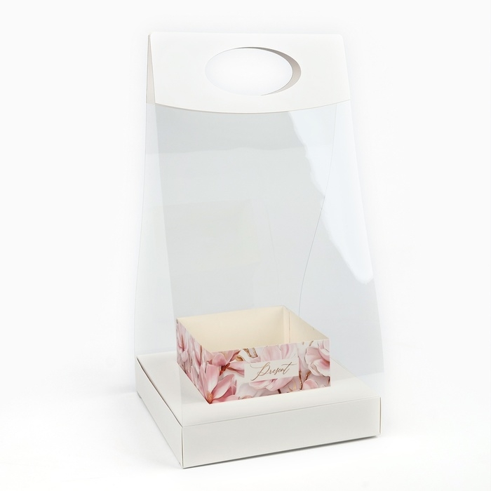 Коробка подарочная складная переноска для цветов, упаковка, «Нежность», 20 x 20 x 4 см Коробка подарочная складная переноска для цветов, упаковка, «Нежность», 20 x 20 x 4 см