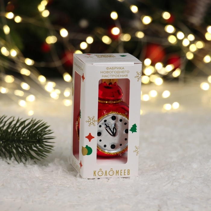 Ёлочное украшение Ёлочное украшение "Часы - будильник", красный, в подарочной упаковке h- 8,5 см