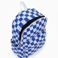 Рюкзак молодёжный на молнии, с карманами, в клетку, размер 30&times;13.5&times;41 см, синий