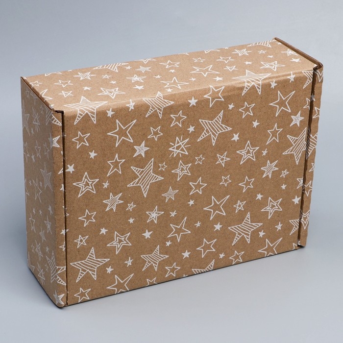 Коробка подарочная сборная, упаковка, «Звёзды», бурый, 27 х 21 х 9 см Коробка подарочная сборная, упаковка, «Звёзды», бурый, 27 х 21 х 9 см
