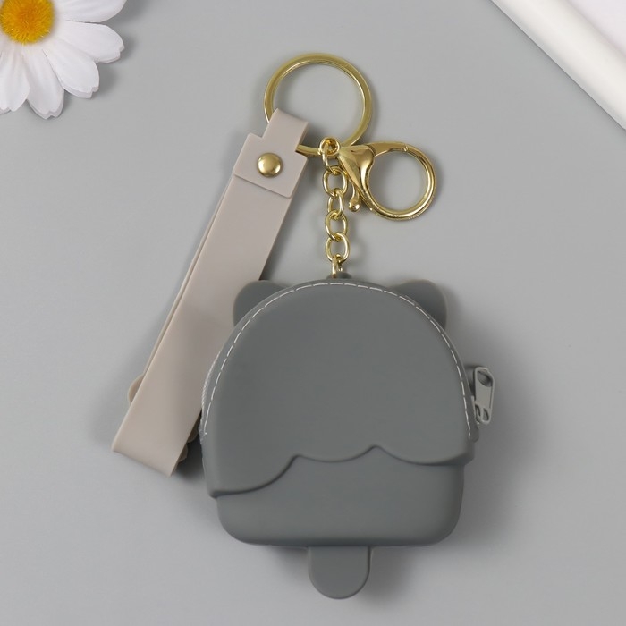 Брелок кошелёк с карабином, ремешком силикон Брелок кошелёк с карабином, ремешком силикон "Хаски-эскимо" 2,5х7,2х9 см