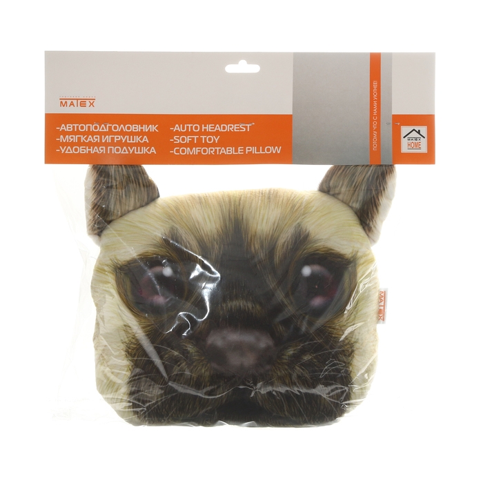 Подушка на подголовник МАТЕХ ANIMALS LINE, Мопс, 30 х 25 х 10 см, коричневый, бежевый Подушка на подголовник МАТЕХ ANIMALS LINE, Мопс, 30 х 25 х 10 см, коричневый, бежевый