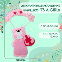 Декоративное украшение (подвеска) "Мишка IT'S A GIRL" 30,5х30,5х49 см, розовый