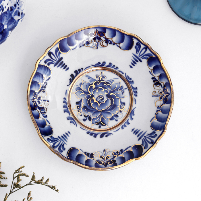 Чайная пара Чайная пара "Грация" , золото, (Любимая Мама), 300 мл, гжель