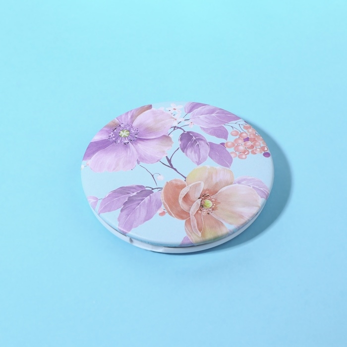 Зеркало складное «Цветы», d = 7,5 см, цвет фиолетовый Зеркало складное «Цветы», d = 7,5 см, цвет фиолетовый