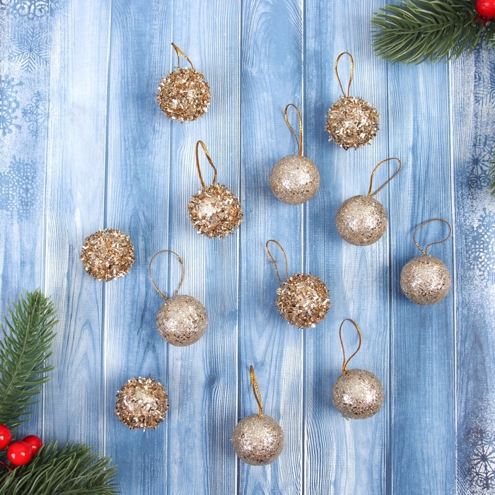 Набор шаров пластик d-3 см, 12 шт Набор шаров пластик d-3 см, 12 шт "Золотая посыпка"