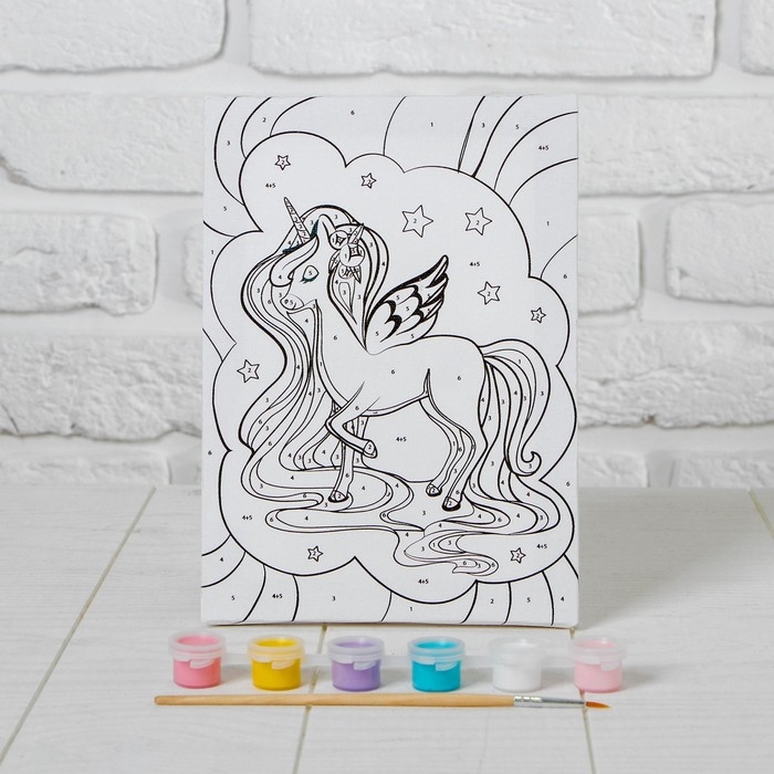 Картина по номерам для детей «Милый единорог», 21 х 15 см Картина по номерам для детей «Милый единорог», 21 х 15 см